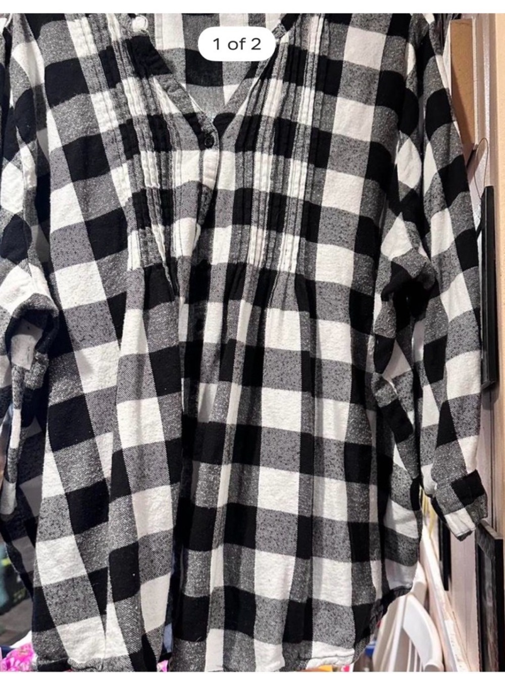 croft & barrow Black and White Buffalo Plaid Tunic